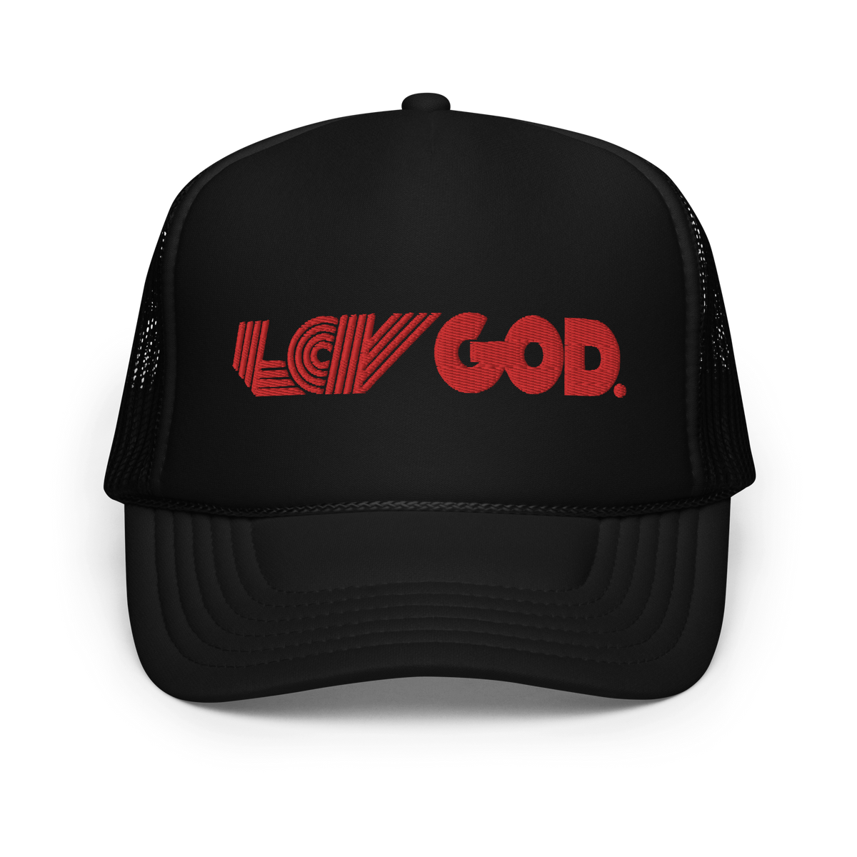 Love God - Red Trucker Hat